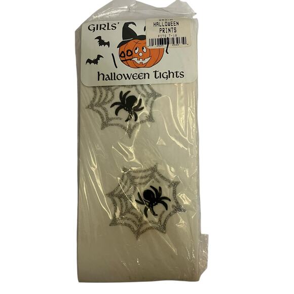 Vintage 90's Spider Spiderweb Girls Halloween Tights Size 7-10 - Picture 1 of 4